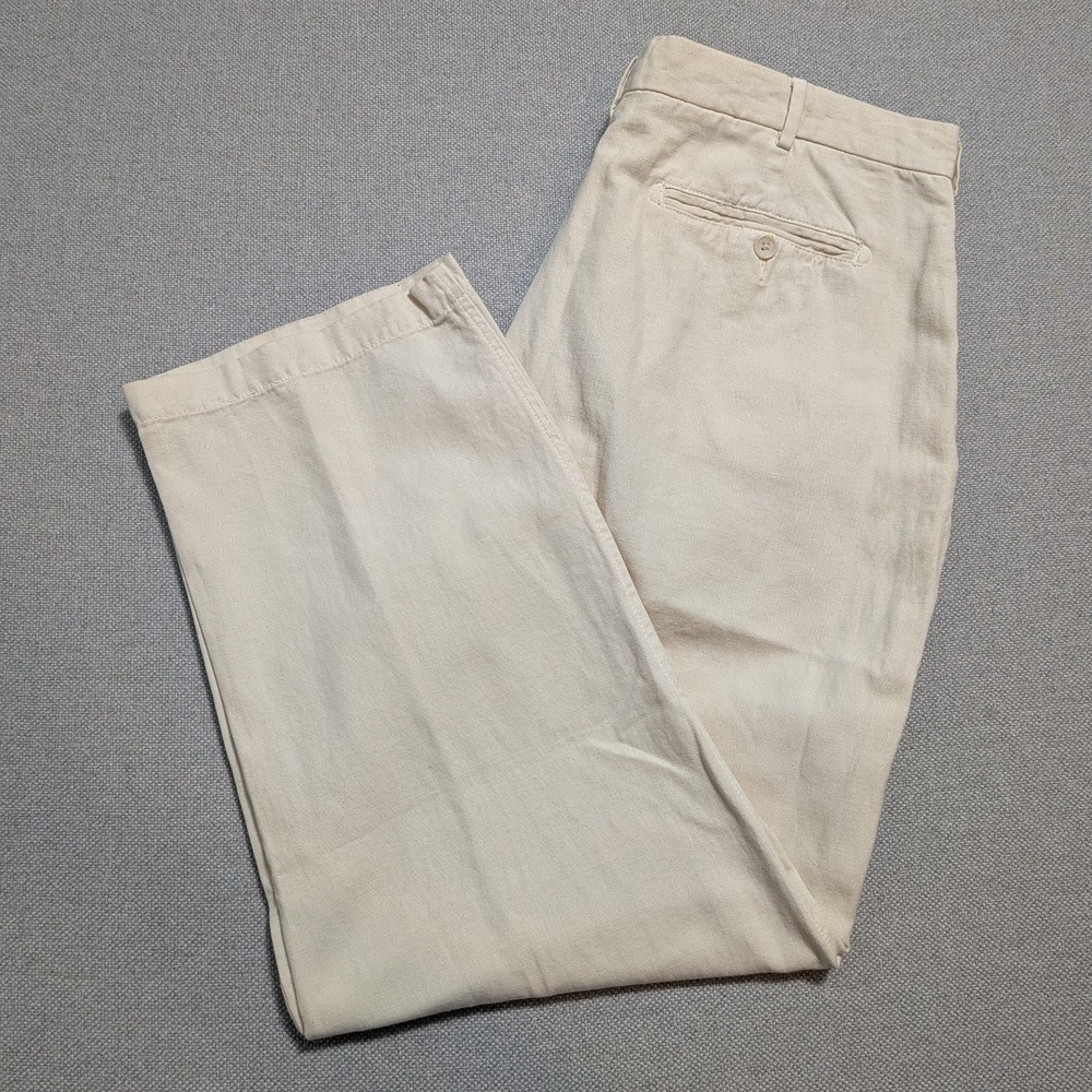 Daniel Cremieux Classics Mens Pants Beige 38x30 Linen Blend Breathable Pockets